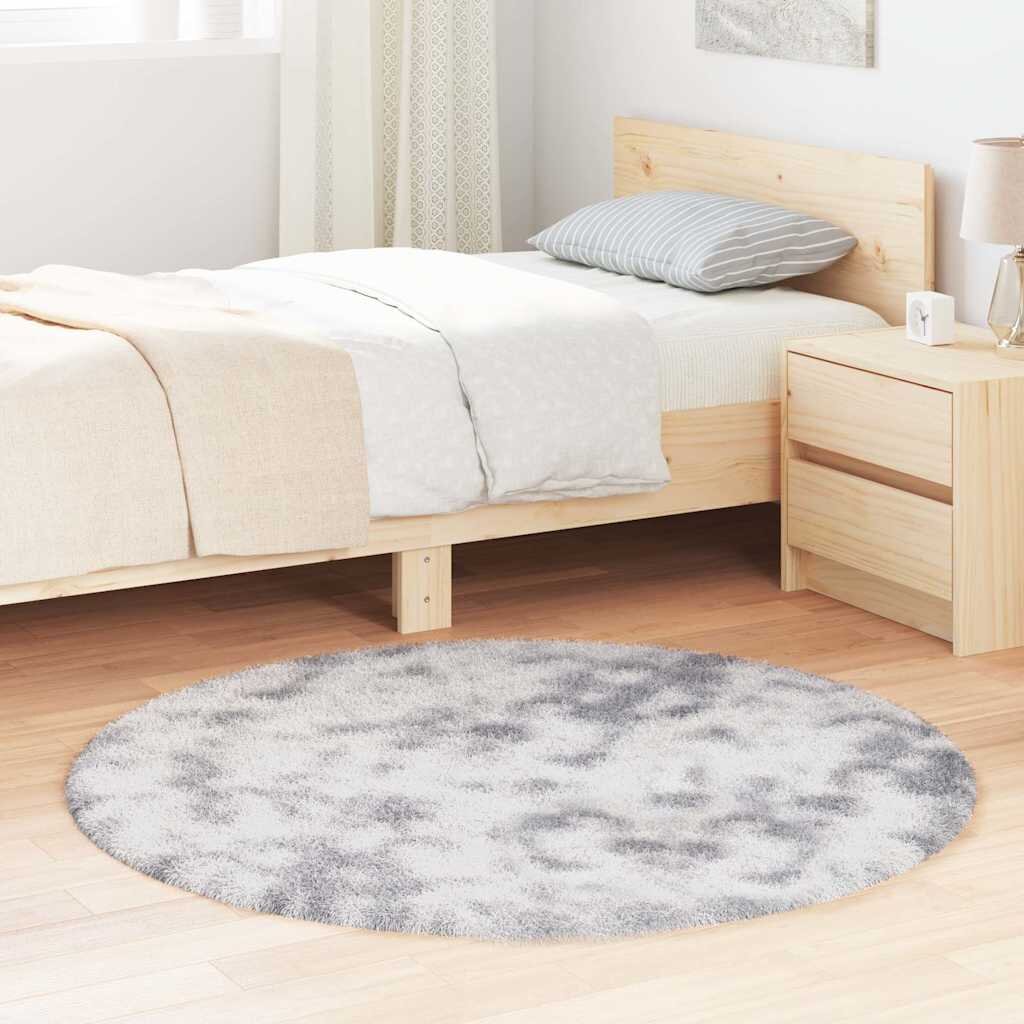vidaXL Шаги килим с дълъг косъм NAVARRA сребристо сив 120x120 см