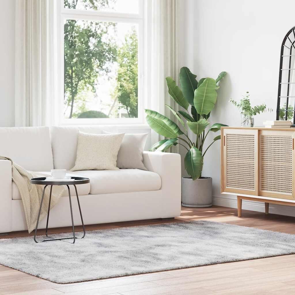 vidaXL Шаги килим с дълъг косъм NAVARRA сребристо сив 160x230 см