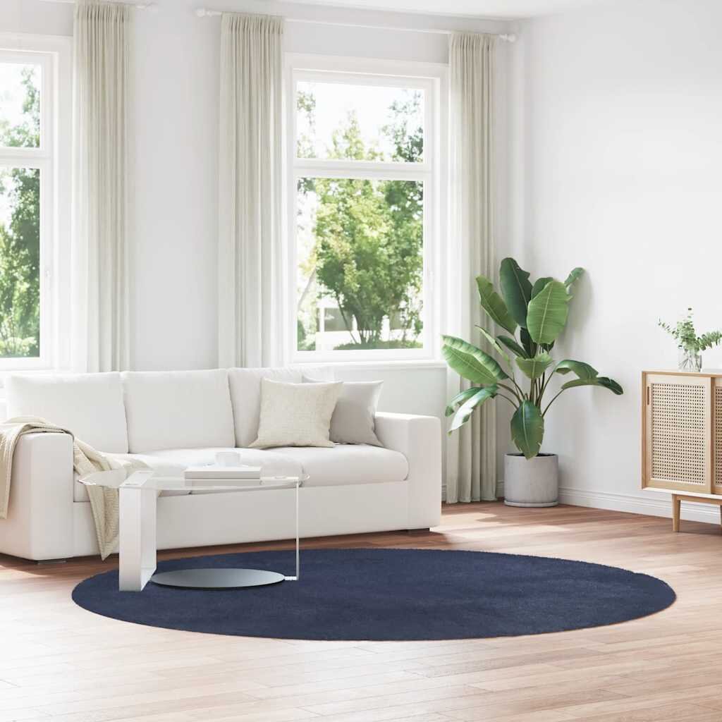 vidaXL Шаги килим с дълъг косъм NAVARRA тъмносин 240x240 см