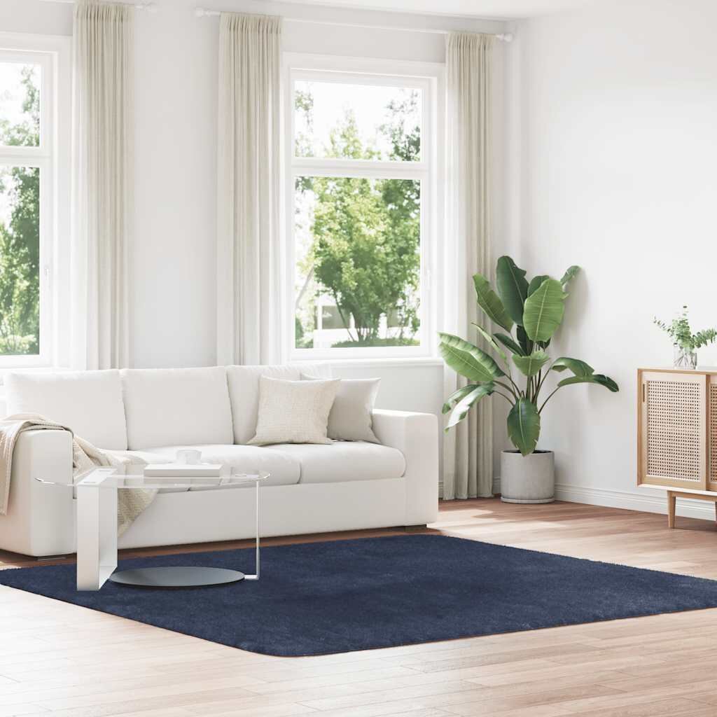 vidaXL Шаги килим с дълъг косъм NAVARRA тъмносин 240x240 см