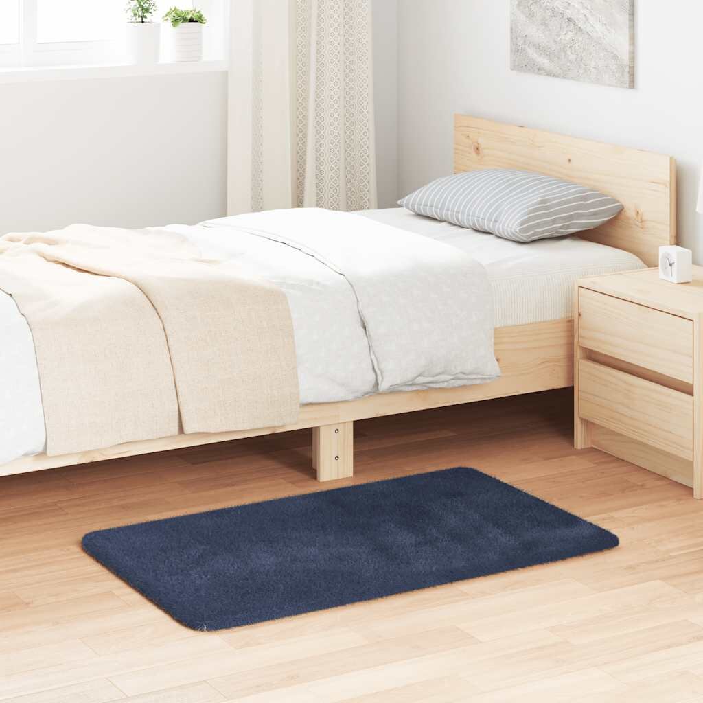 vidaXL Шаги килим с дълъг косъм NAVARRA тъмносин 60x100 см