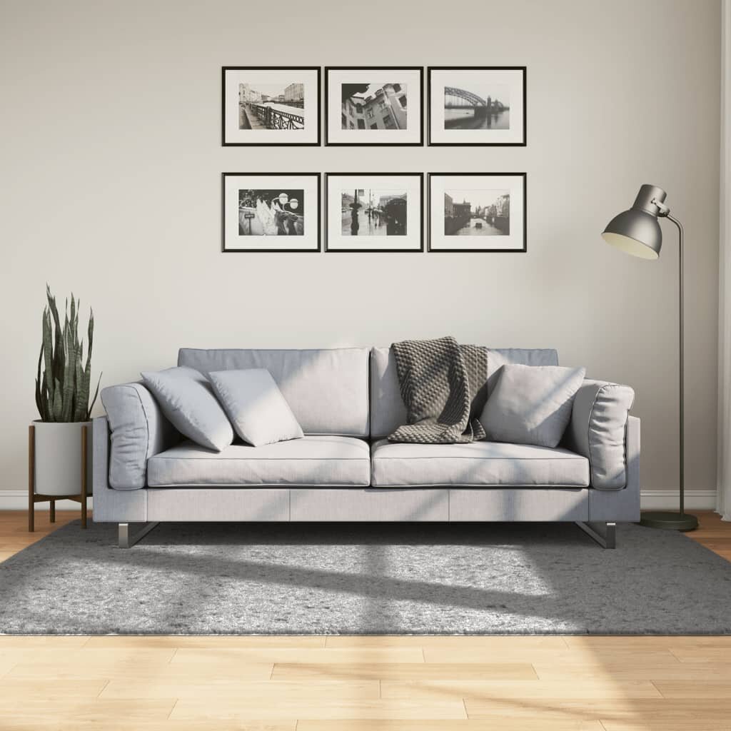 vidaXL Шаги килим с дълъг косъм "PAMPLONA" модерен сив 140x200 см