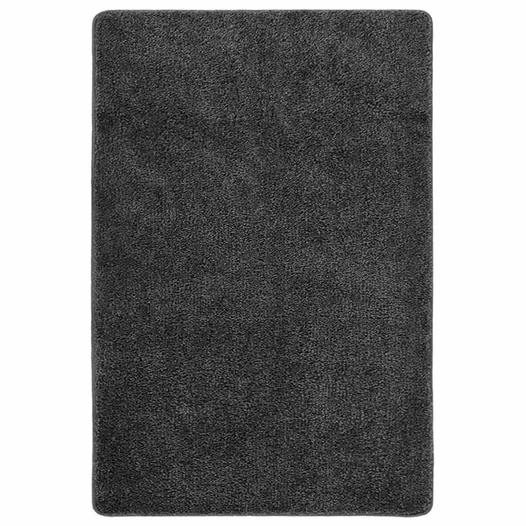 vidaXL Шаги килим тъмносив 140x200 см противоплъзгащ
