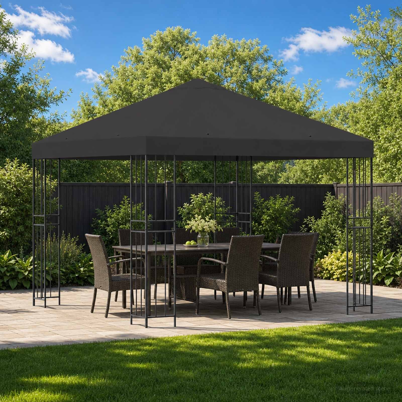 vidaXL Шатра 3 x 3 m Антрацит Полиестер и стомана 190 gsm