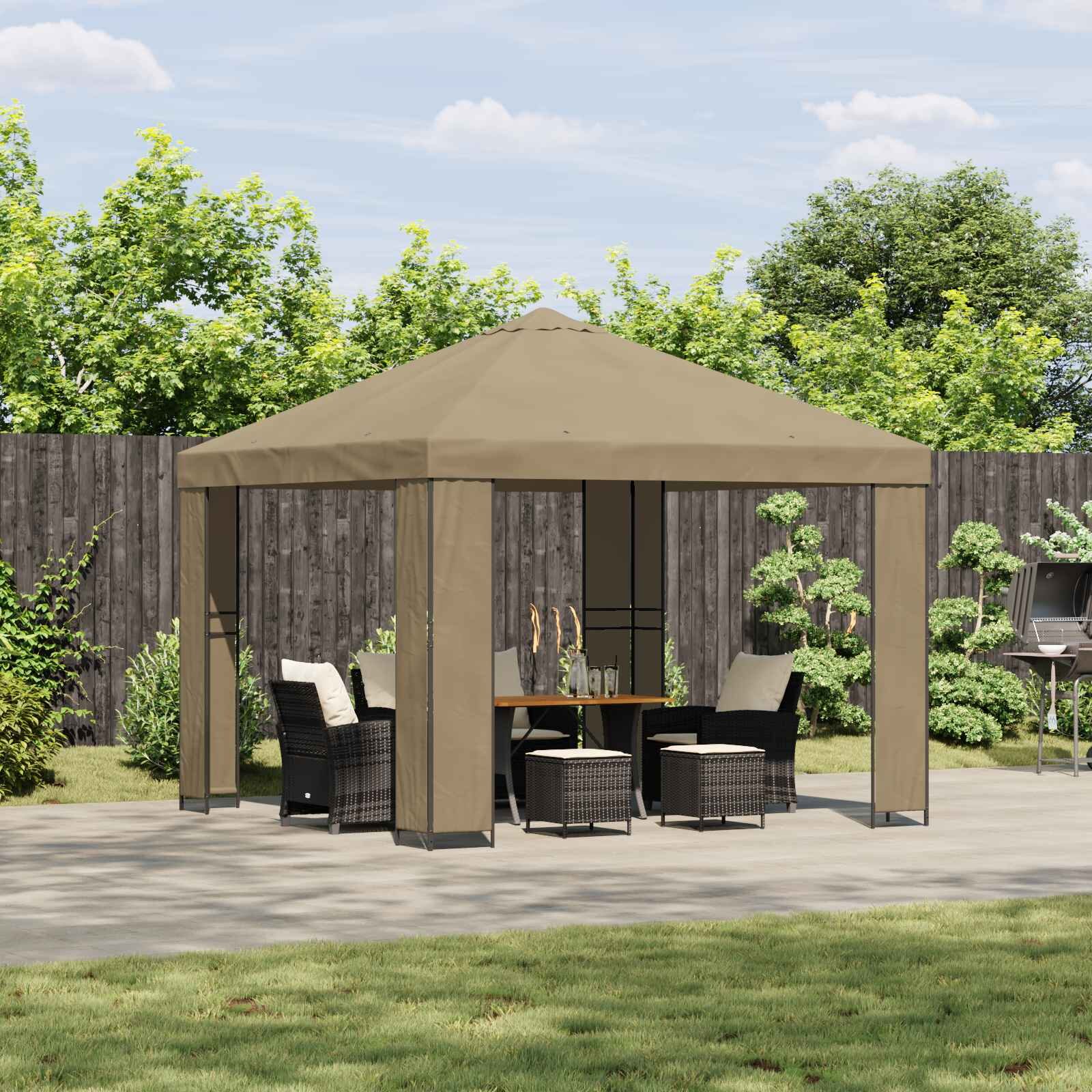 vidaXL Шатра 3 x 3 m Бежово Полиестер и стомана 190 gsm