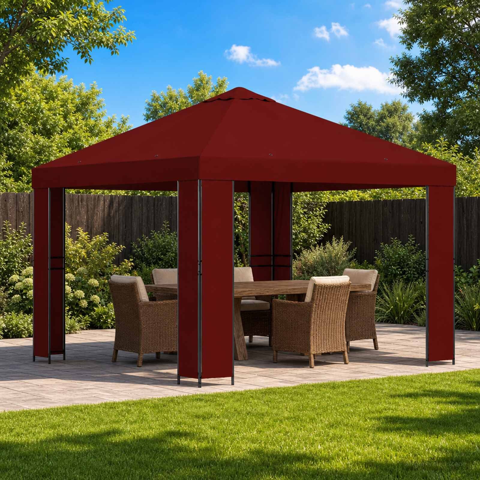 vidaXL Шатра 3 x 3 m Бургундско червен Полиестер и стомана 190 gsm
