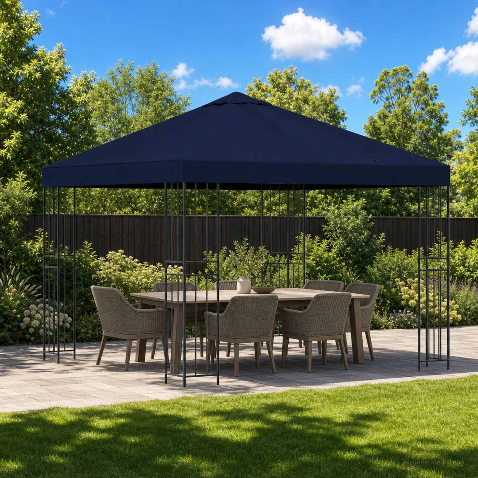 vidaXL Шатра 3 x 3 m Синьо Полиестер и стомана 190 gsm