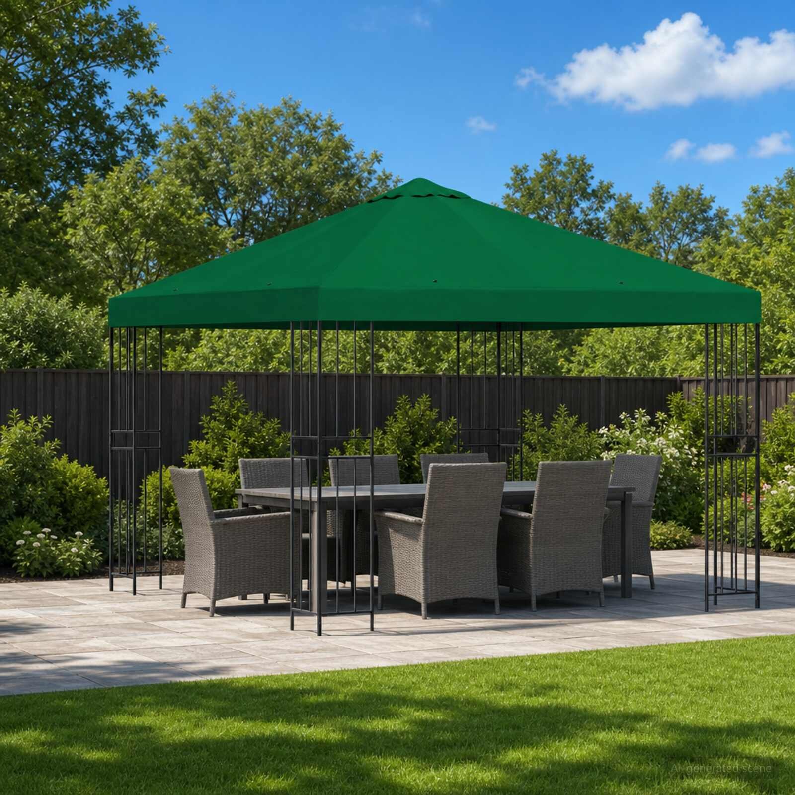 vidaXL Шатра 3 x 3 m Зелено Полиестер и стомана 190 gsm