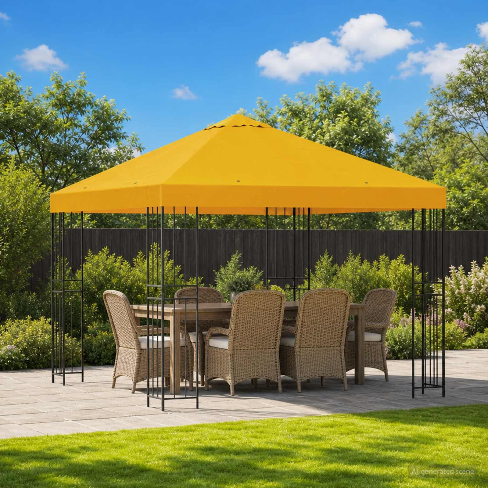 vidaXL Шатра 3 x 3 m Жълто Полиестер и стомана 190 gsm