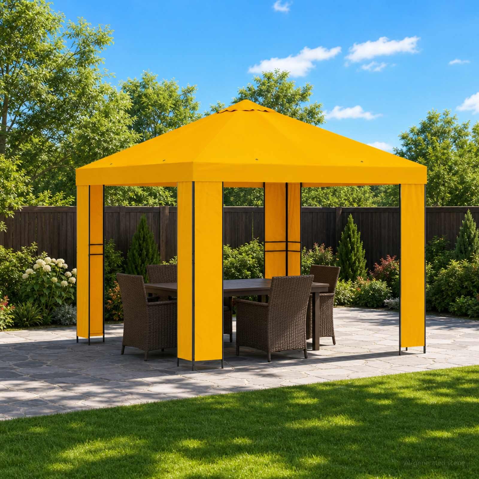 vidaXL Шатра 3 x 3 m Жълто Полиестер и стомана 190 gsm