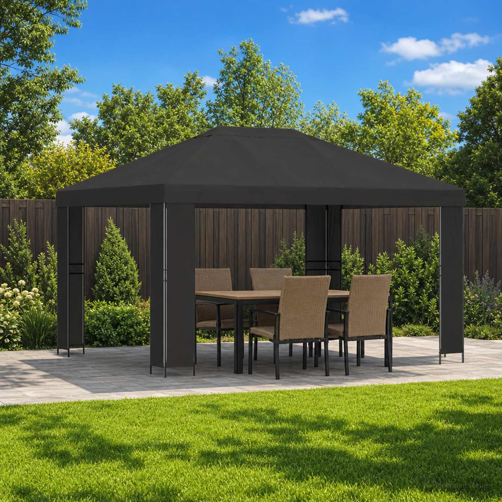 vidaXL Шатра 4 × 3 m Антрацит Полиестер и стомана 190 gsm