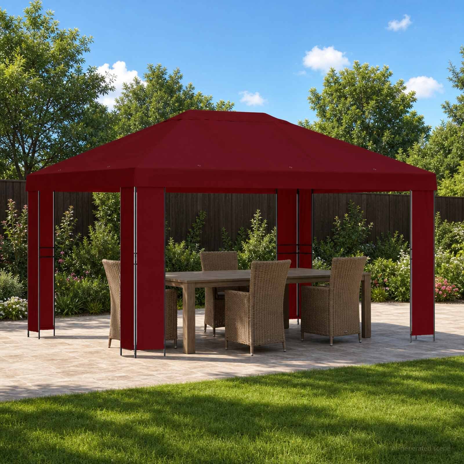 vidaXL Шатра 4 × 3 m Бургундско червен Полиестер и стомана 190 gsm