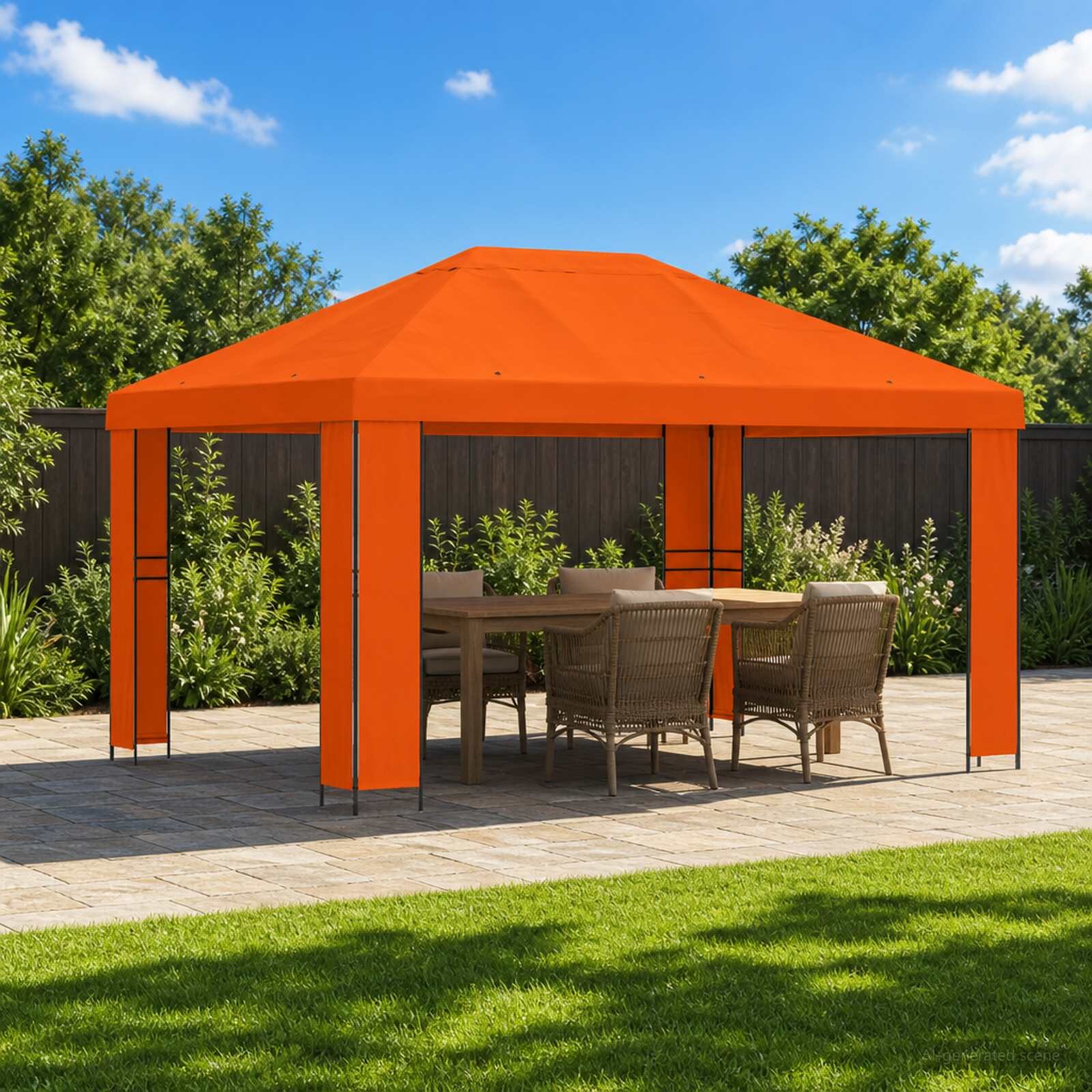 vidaXL Шатра 4 × 3 m Оранжево Полиестер и стомана 190 gsm