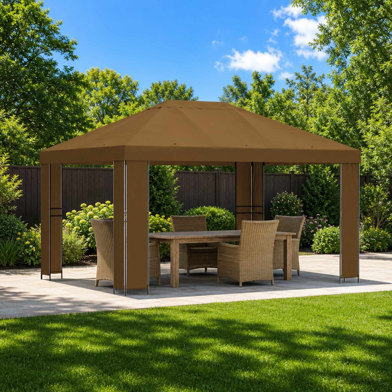 vidaXL Шатра 4 × 3 m Таупе Полиестер и стомана 190 gsm