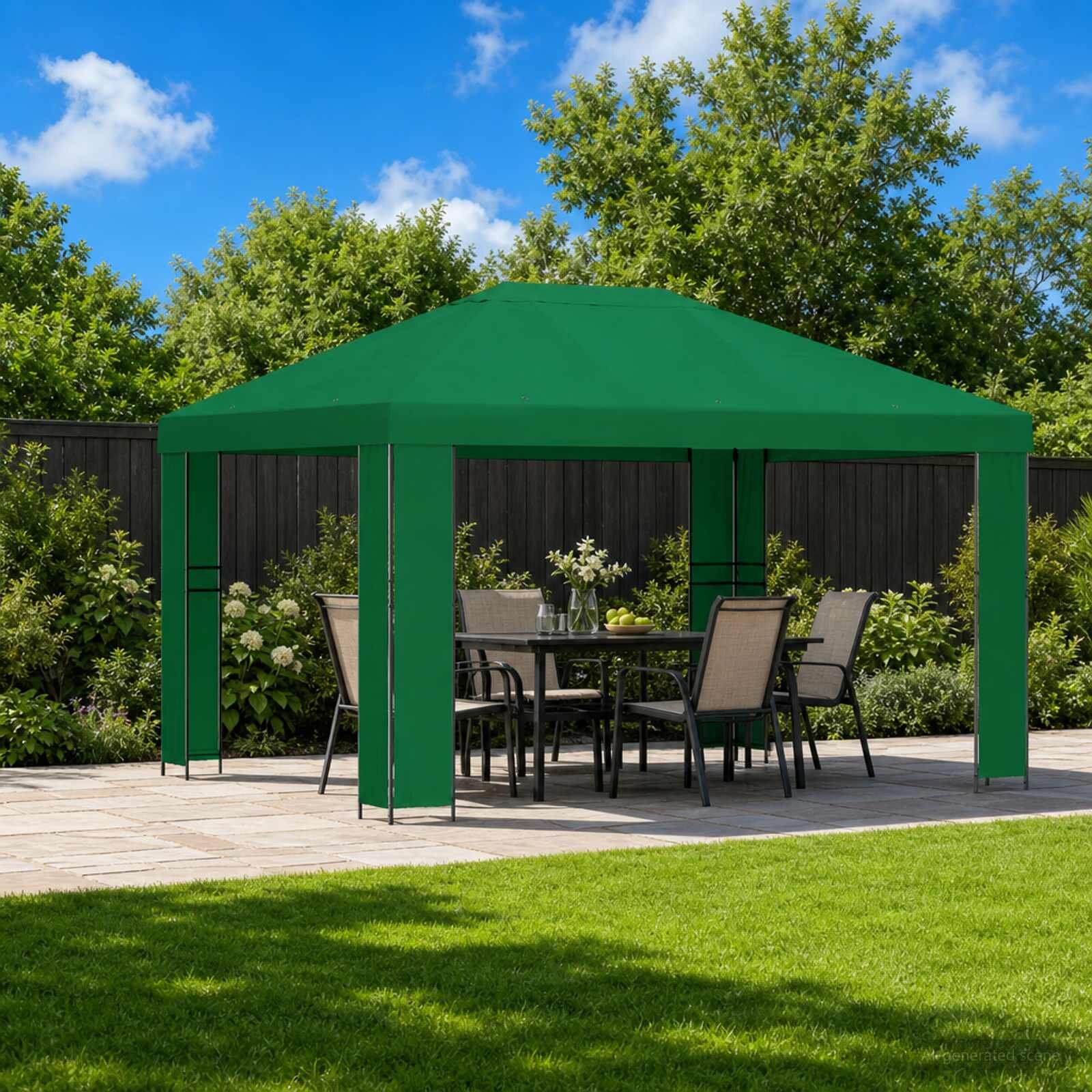 vidaXL Шатра 4 × 3 m Зелено Полиестер и стомана 190 gsm