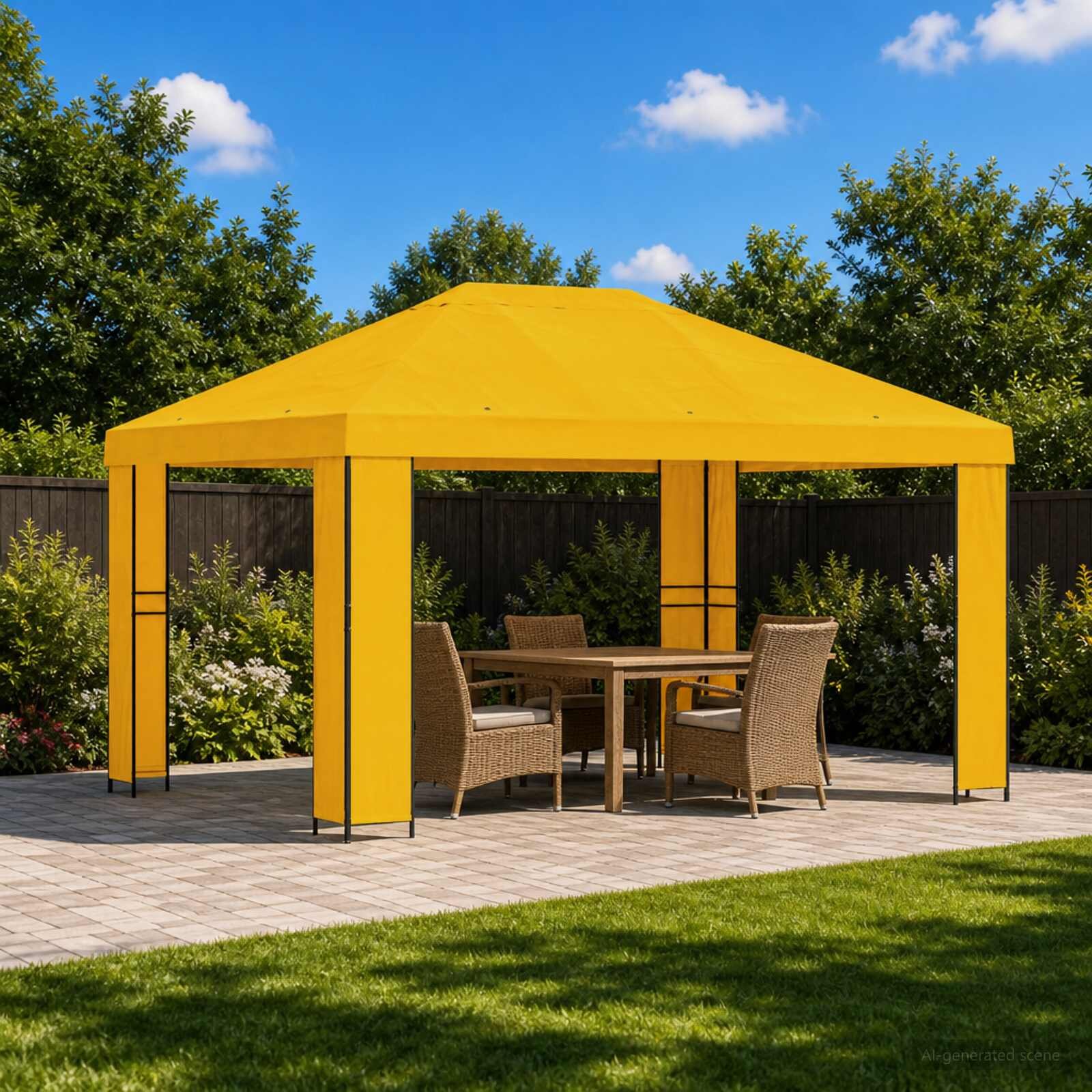 vidaXL Шатра 4 × 3 m Жълто Полиестер и стомана 190 gsm