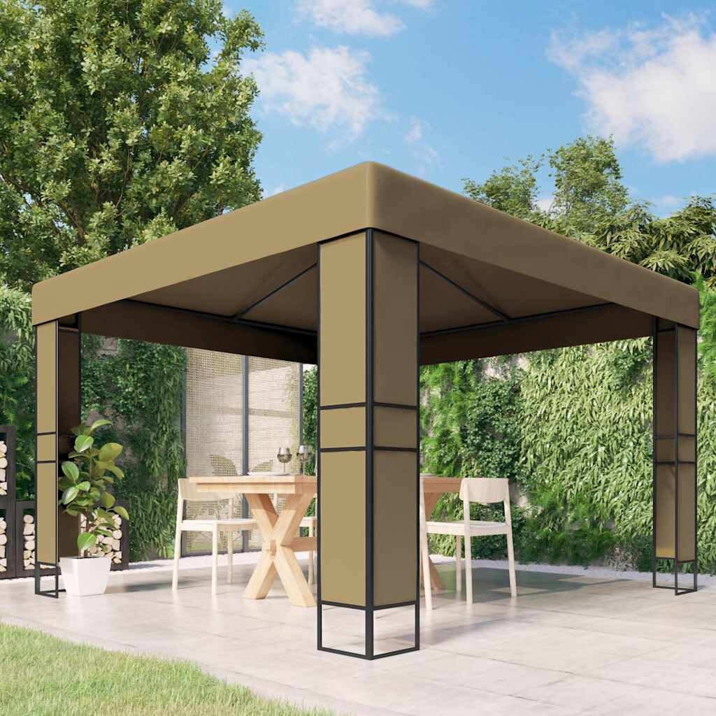 vidaXL Шатра с двоен покрив 3x3x27 м таупе 180 г/м²