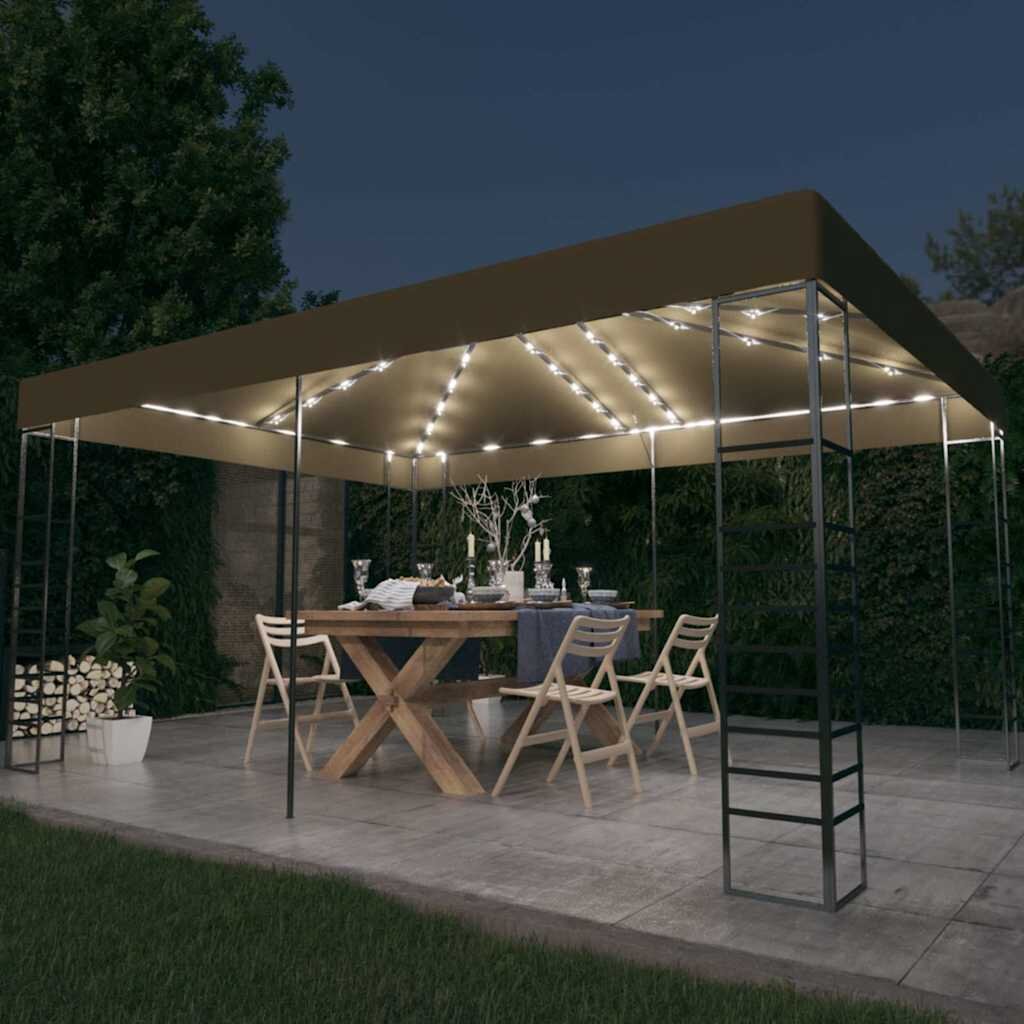 vidaXL Шатра с LED светещи стрингове 3х4 м антрацит