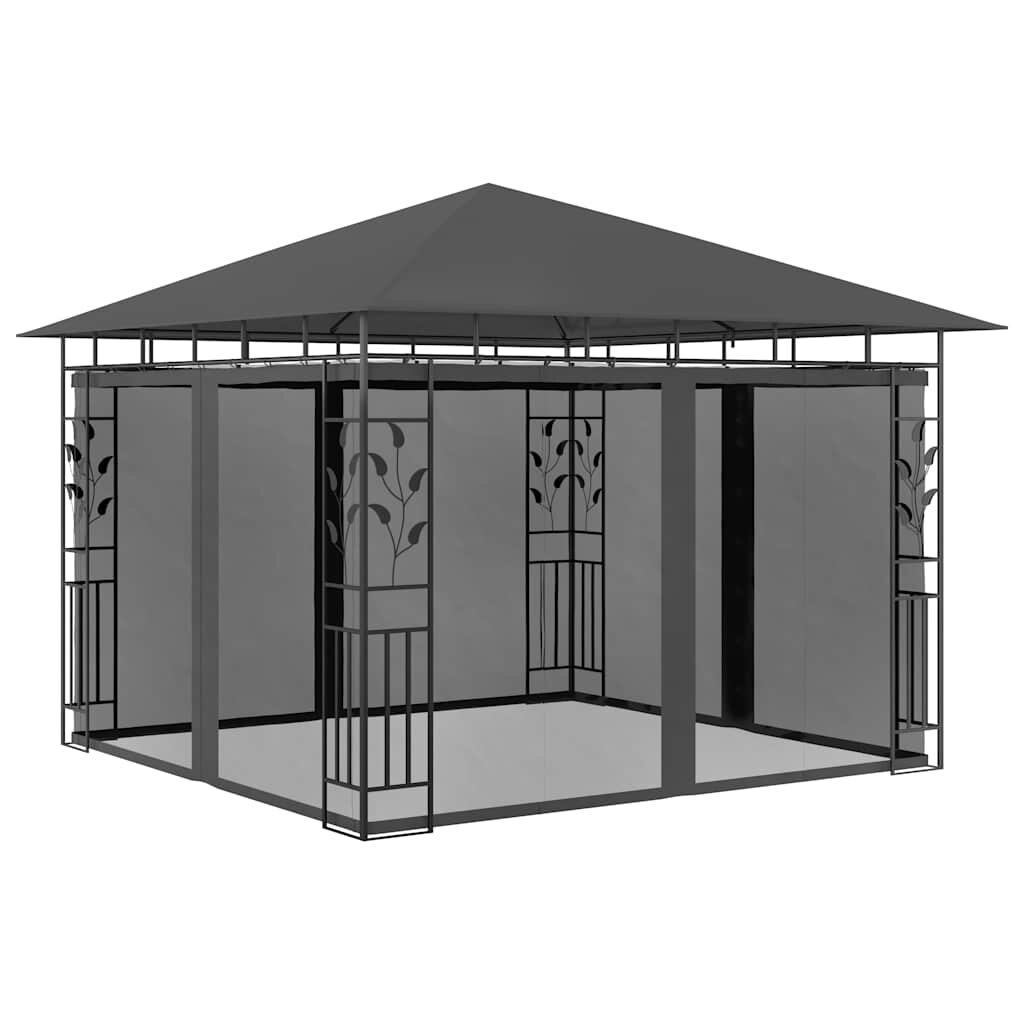 vidaXL Шатра с мрежа против комари 3x3x273 м антрацит 180 г/м²