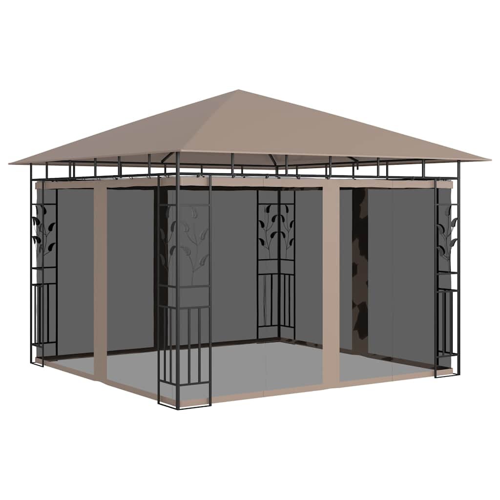 vidaXL Шатра с мрежа против комари 3x3x273 м таупе 180 г/м²
