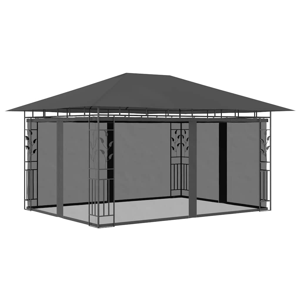 vidaXL Шатра с мрежа против комари 4x3x273 м антрацит 180 г/м²