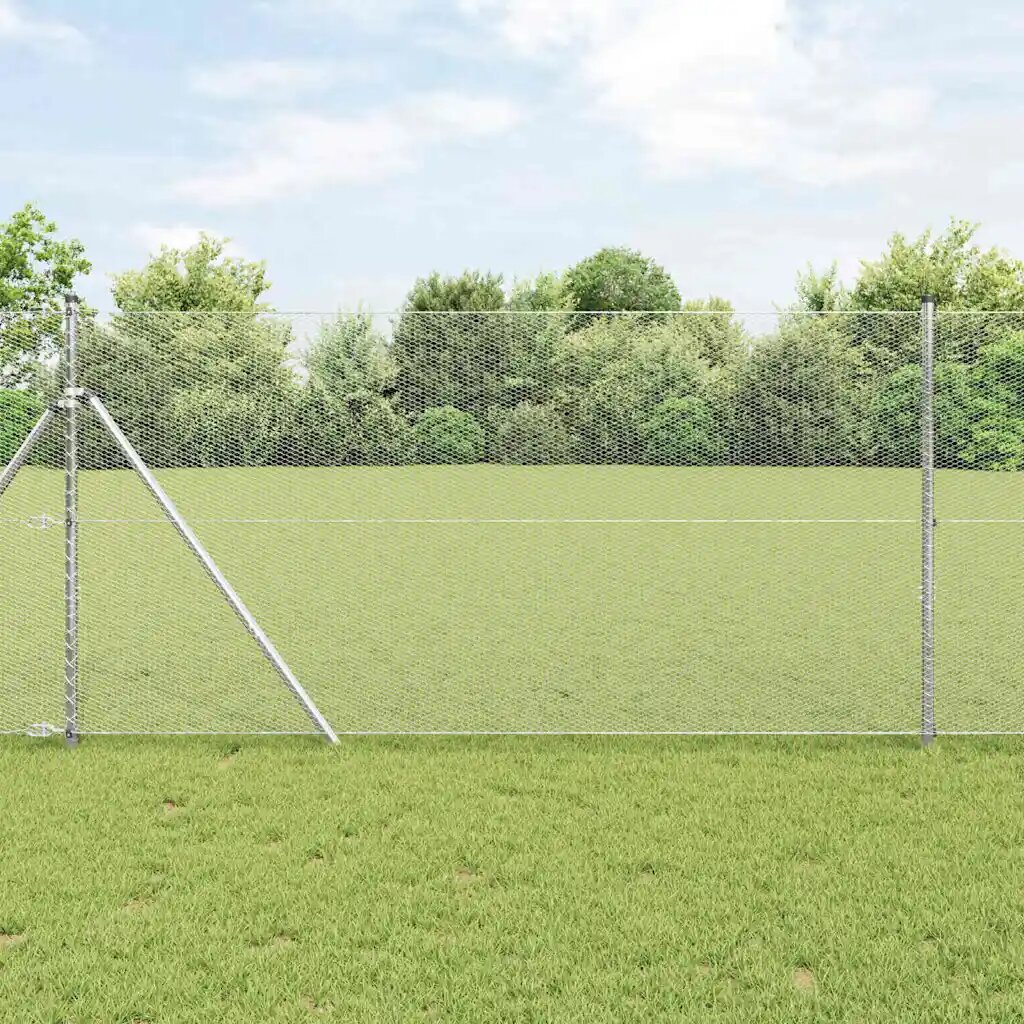 vidaXL Шестоъгълна ограда 1 x 50 m Поцинкована стомана Сребристо