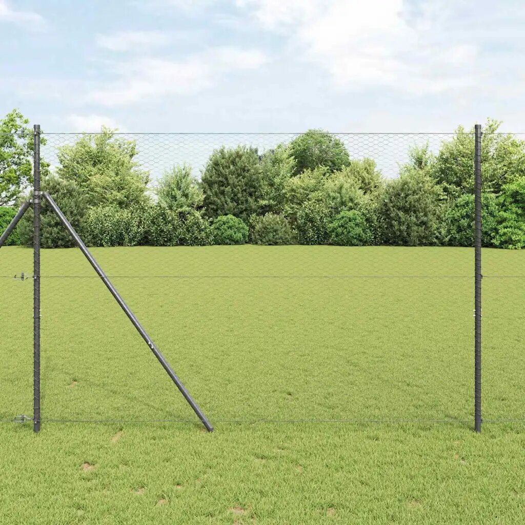 vidaXL Шестоъгълна ограда 16 x 25 m ПВЦ Сиво