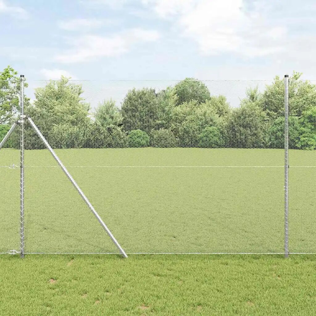vidaXL Шестоъгълно фиксиране на ограда за земята 10 x 16 m Сребристо