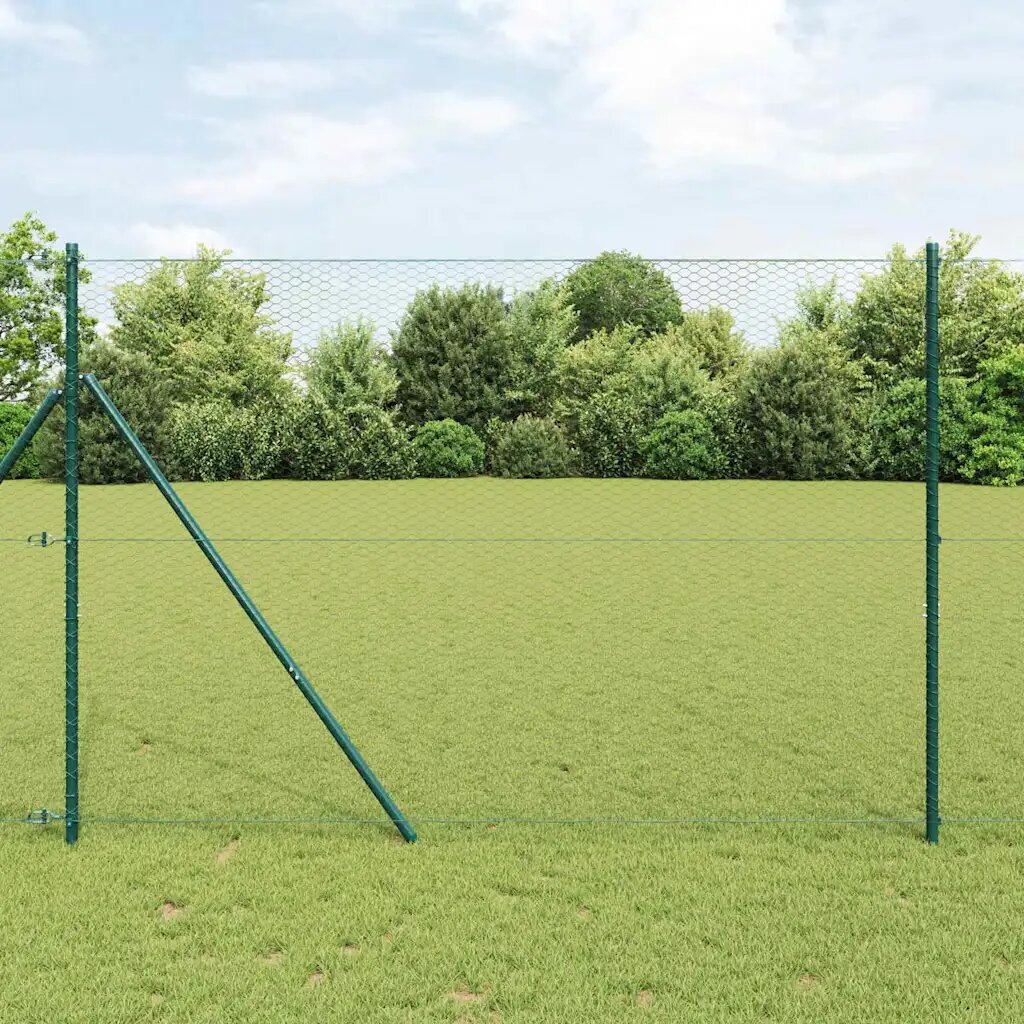 vidaXL Шестоъгълно фиксиране на ограда за земята 50 x 16 m Сиво Мрежа
