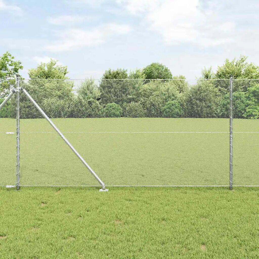 vidaXL Шестоъградно ограждение с кол 50 x 12 m Поцинкована стомана