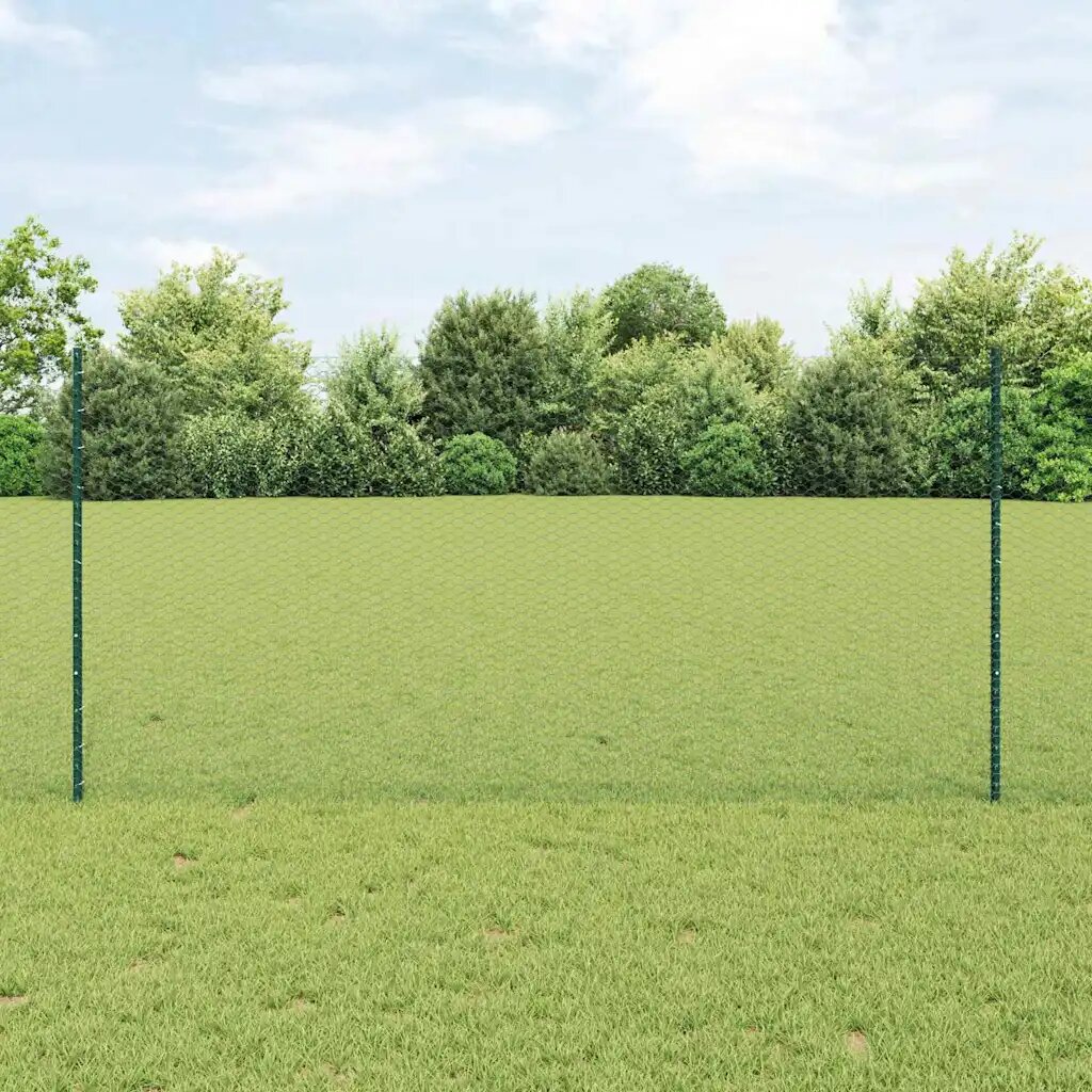 vidaXL Шестоъградно ограждение с кол 50 x 12 m ПВЦ-обработена стомана
