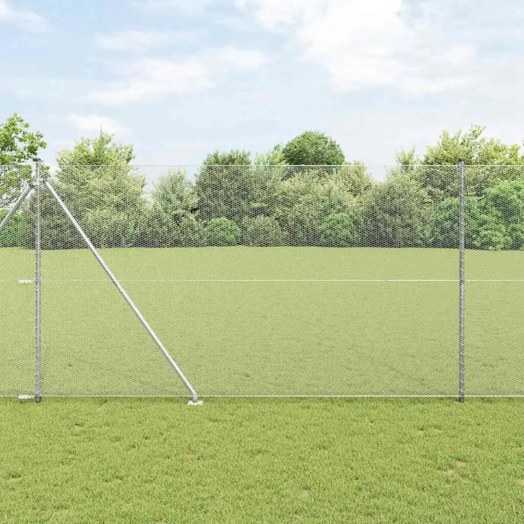 vidaXL Шестоъградно ограждение с кол 50 x 16 m Поцинкована стомана