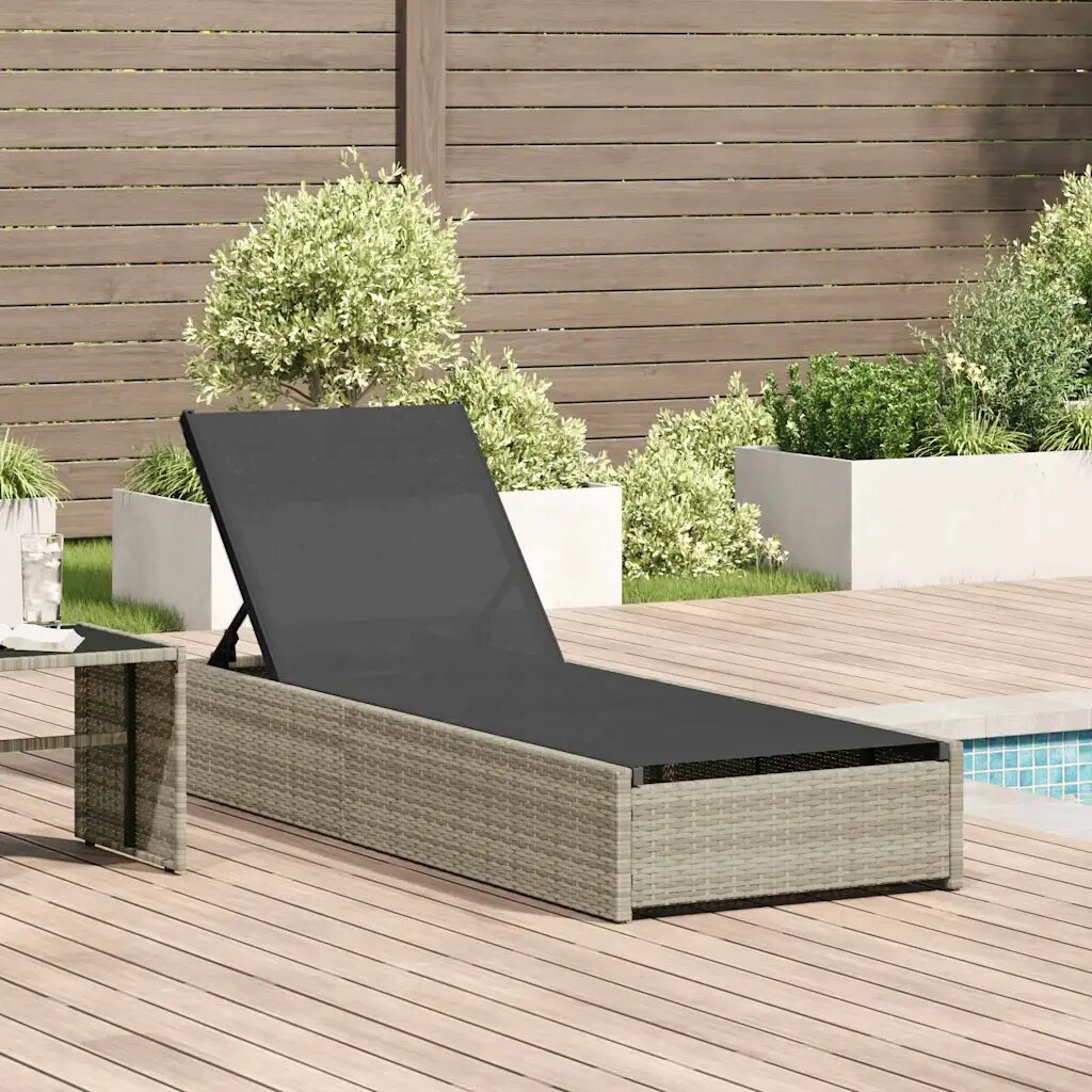 vidaXL Шезлонг Бежово 200.5 x 70 x 75 см полиратан