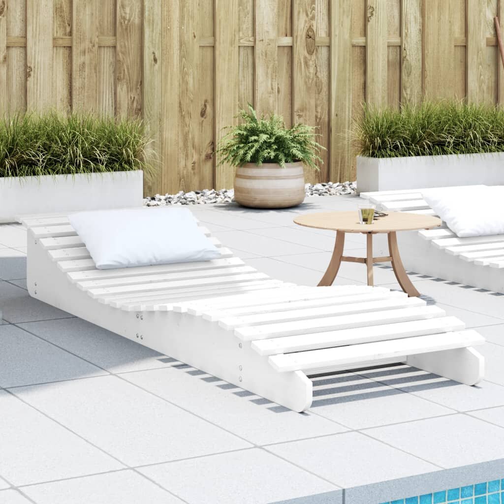vidaXL Шезлонг бял 205x60x315 см борово дърво масив