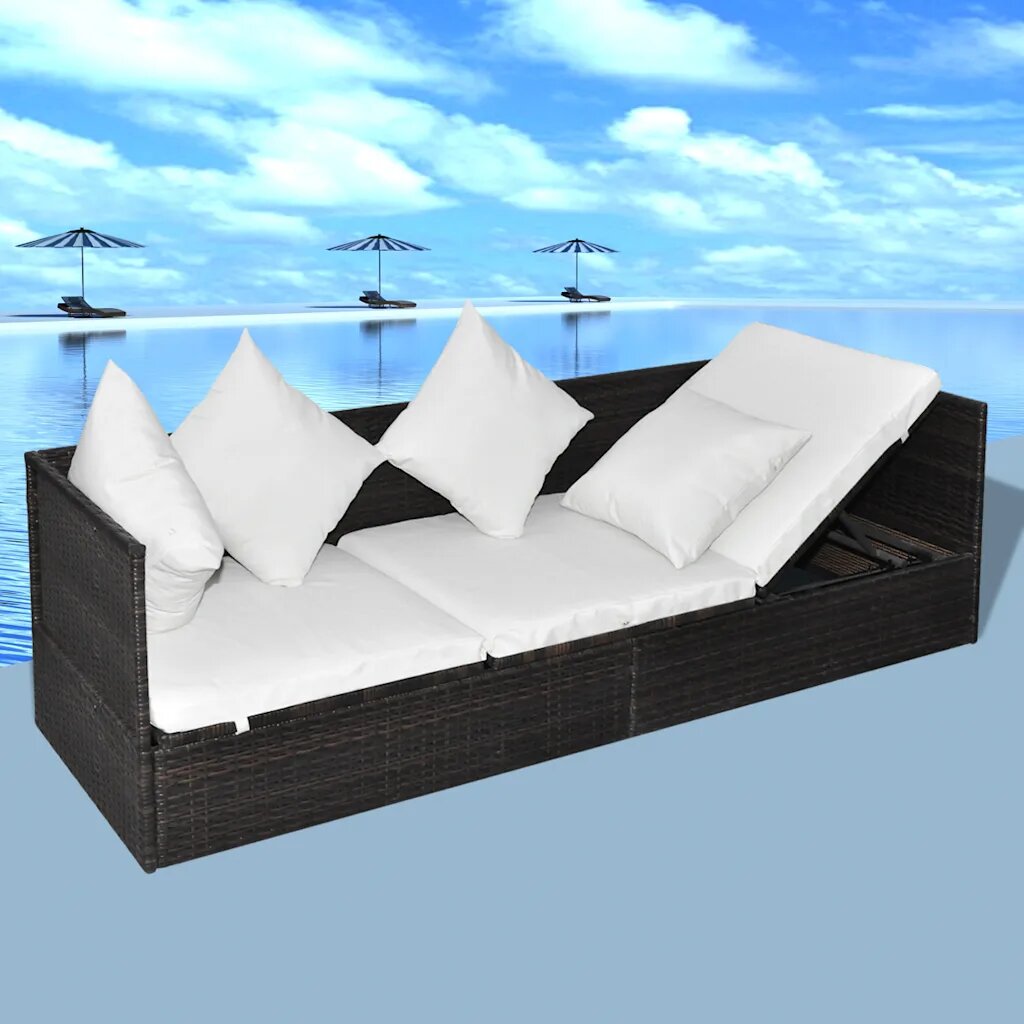 vidaXL Шезлонг Кафяво 200 x 60 x 58 см полиратан