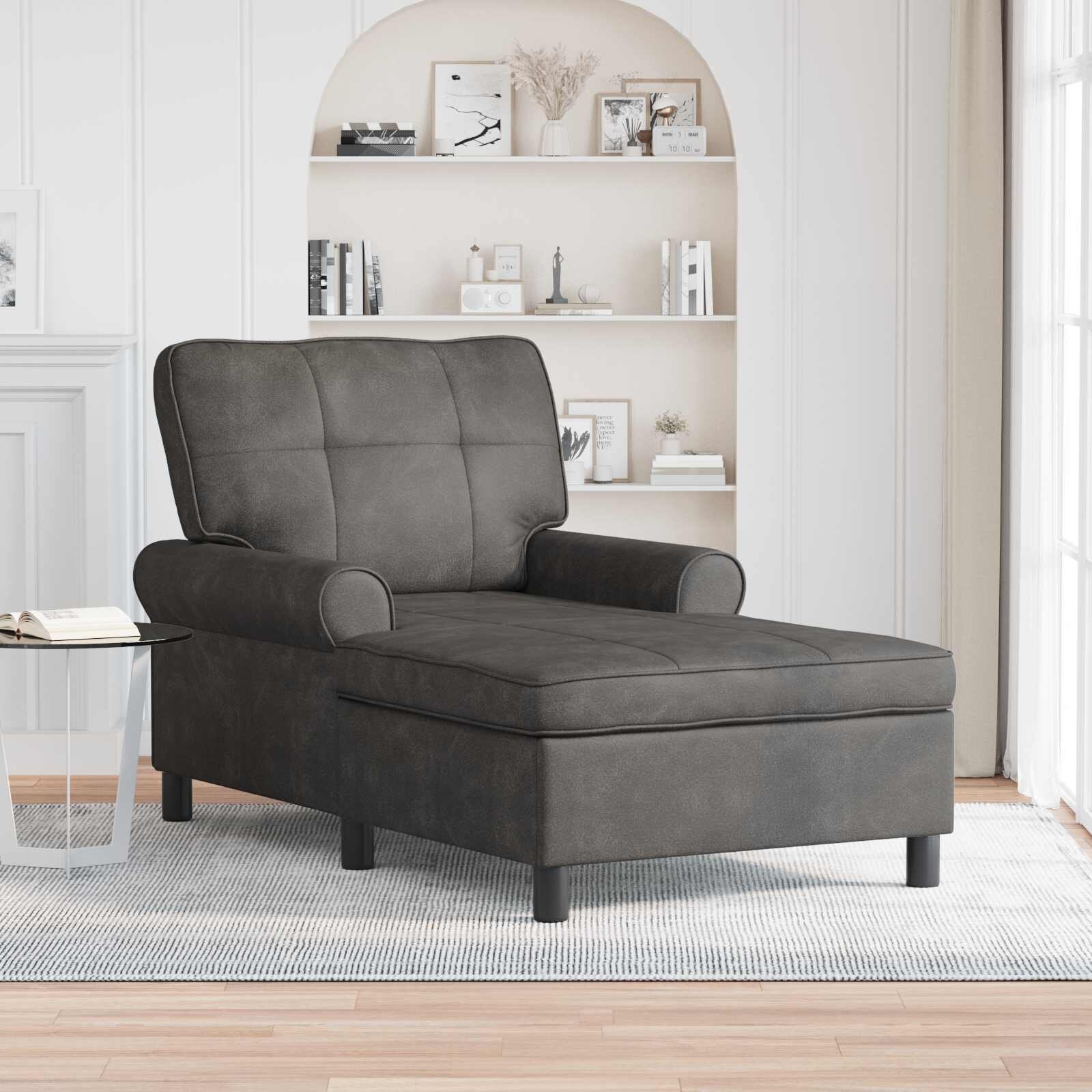 vidaXL Шезлонг Лаунж Черно Изкуствена 91 x 157 x 91 см