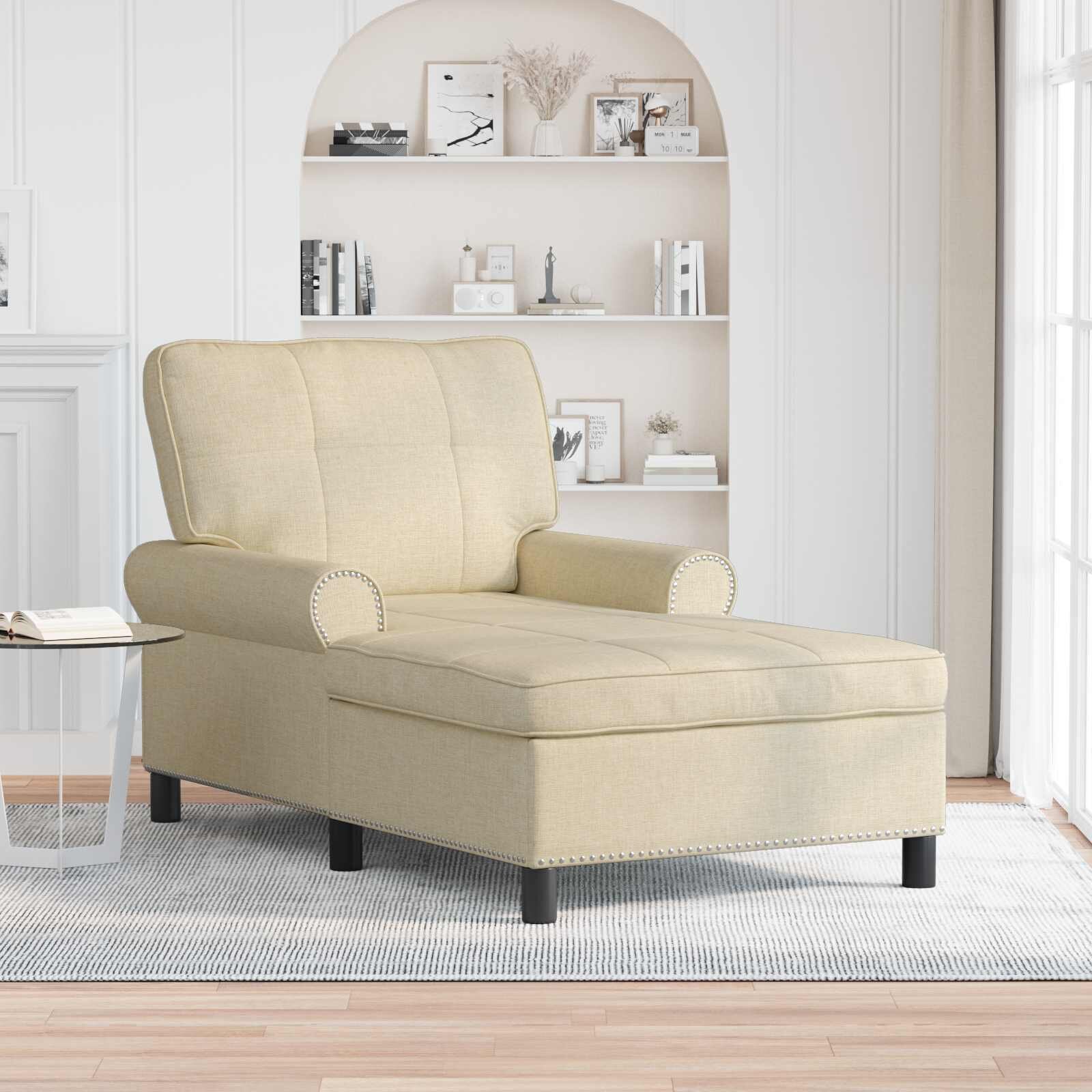 vidaXL Шезлонг Лаунж Крем текстил 91 x 157 x 91 см