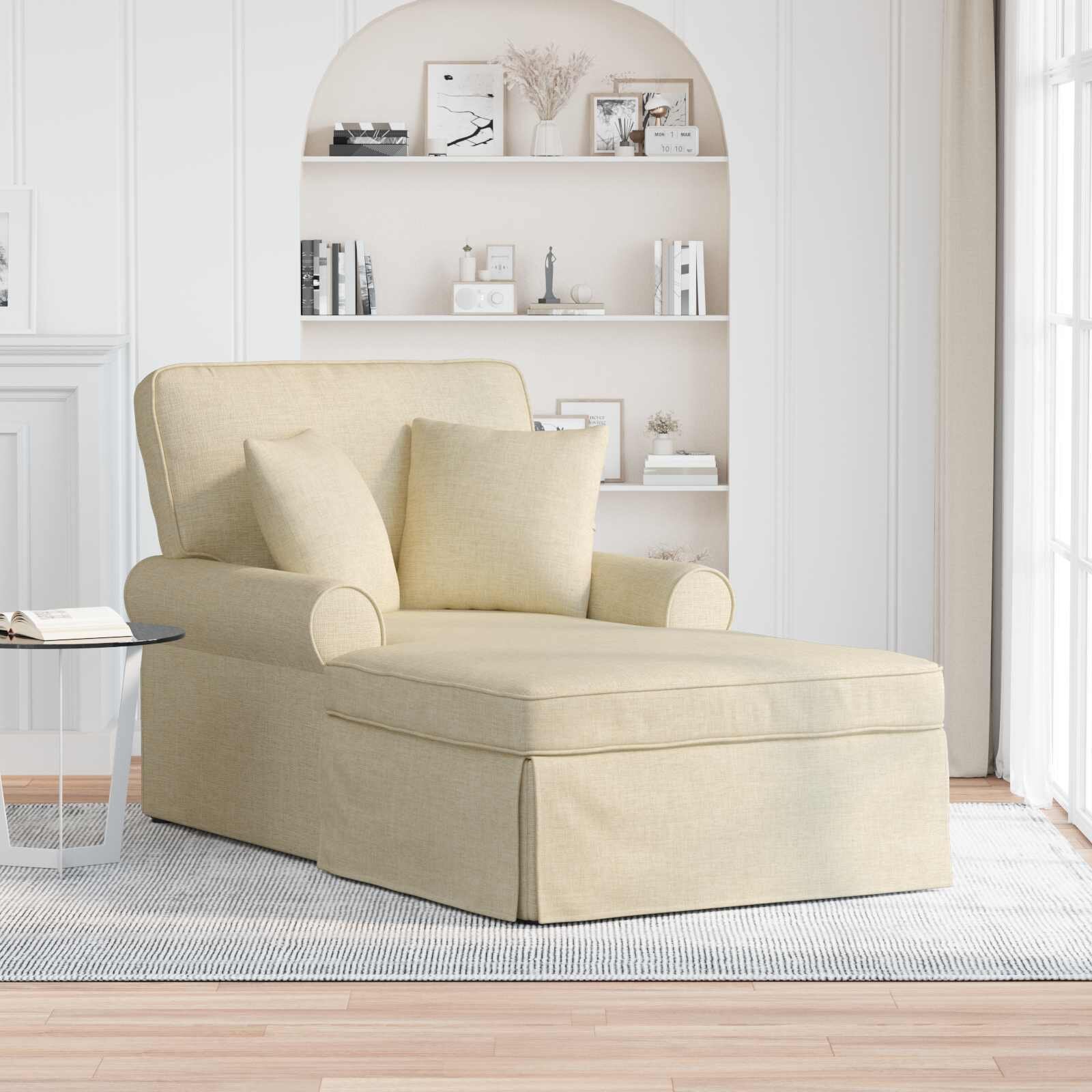 vidaXL Шезлонг с пола 3 бр. Крем текстил 91 x 157 x 91 см