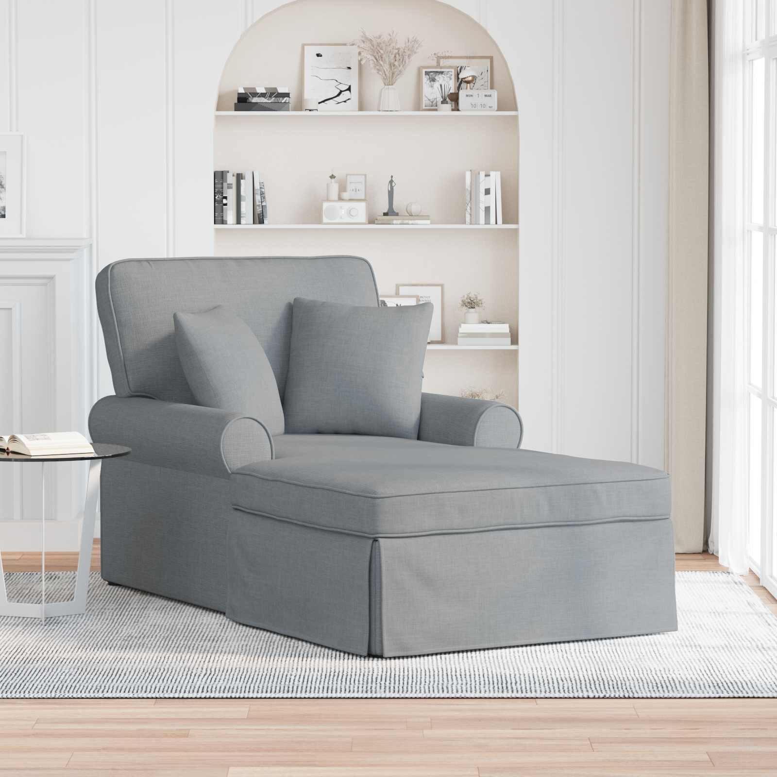 vidaXL Шезлонг с пола 3 бр. Светлосиво текстил 91 x 157 x 91 см