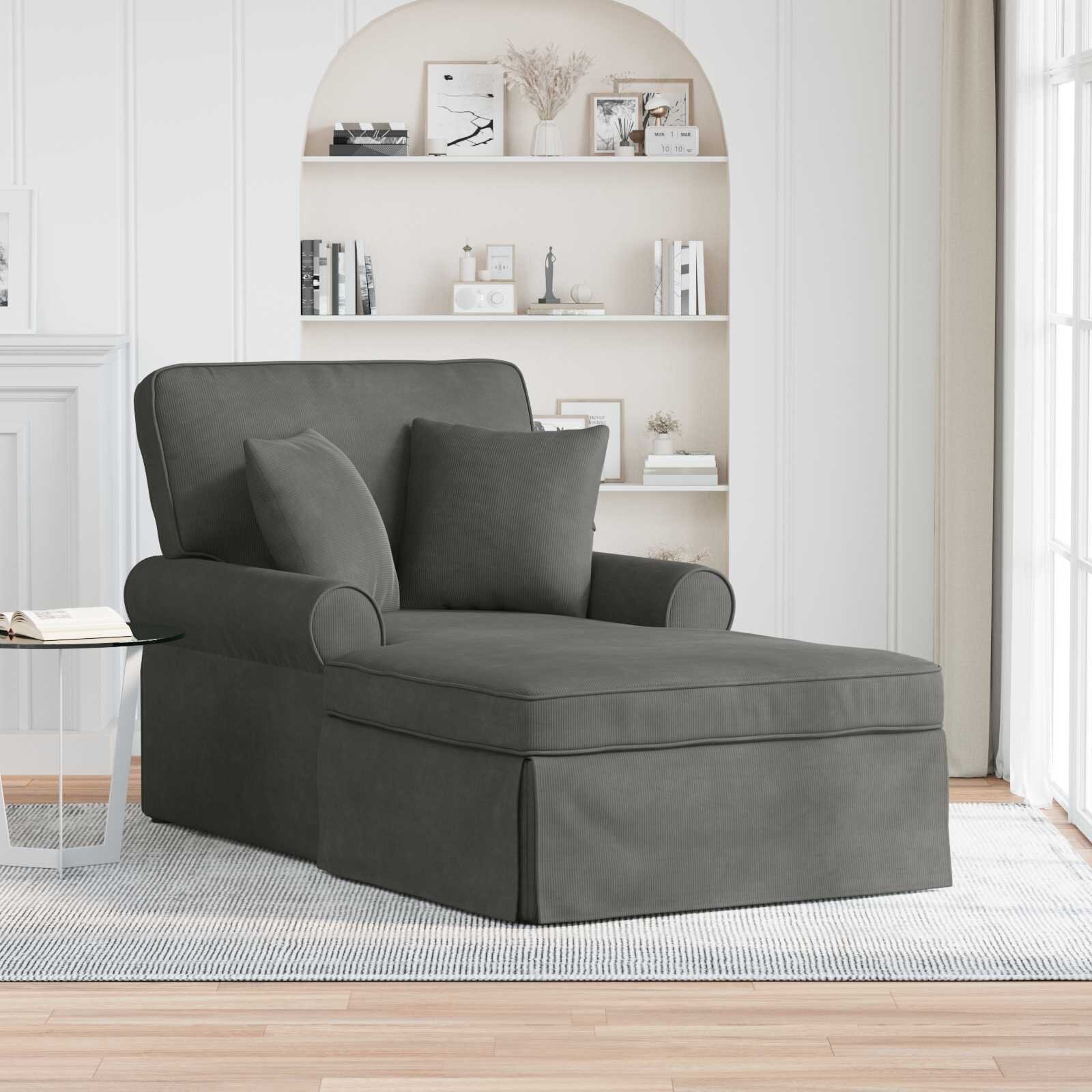 vidaXL Шезлонг с пола 3 бр. Тъмен сив Кордюрова тъкан 91 x 157 x 91 см