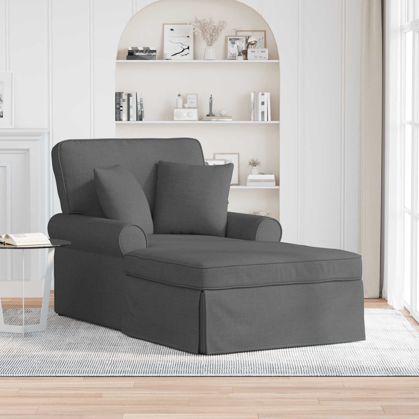 vidaXL Шезлонг с пола 3 бр. Тъмен сив текстил 91 x 157 x 91 см