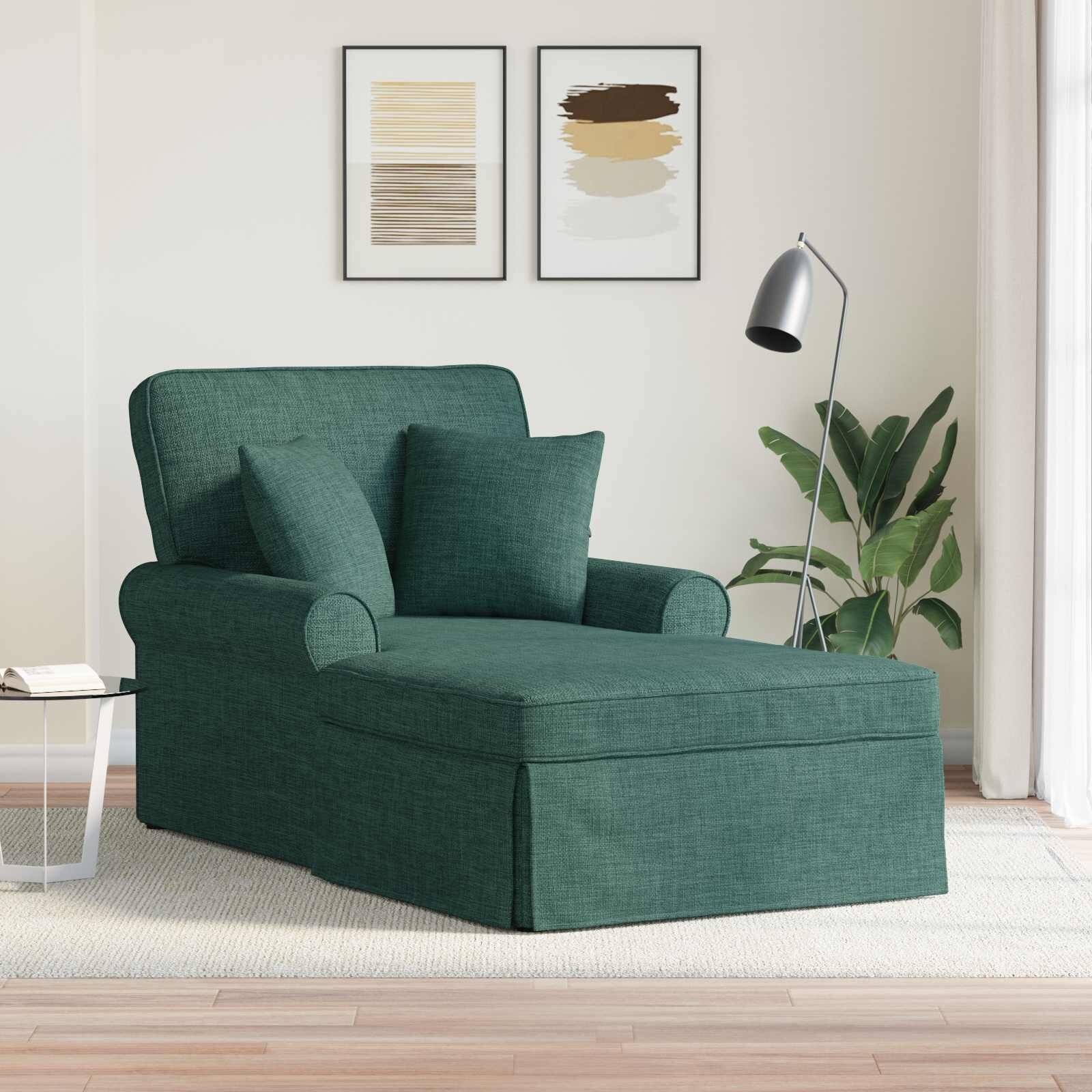 vidaXL Шезлонг с пола 3 бр. Тъмен зелен текстил 91 x 157 x 91 см