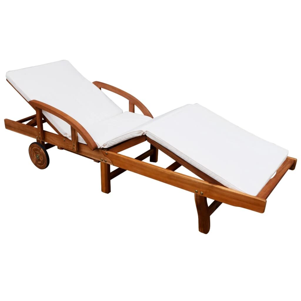vidaXL Шезлонг с възглавница акациево дърво масив