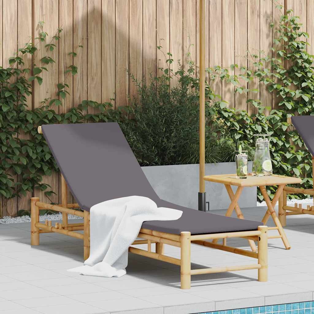 vidaXL Шезлонг с възглавници 55x199x30 см бамбук