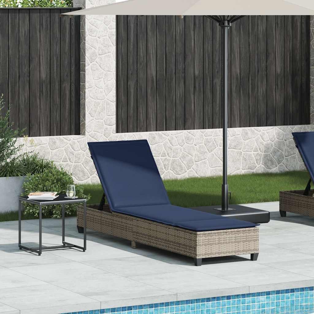 vidaXL Шезлонг с възглавници сив 55x200x255 см полиратан
