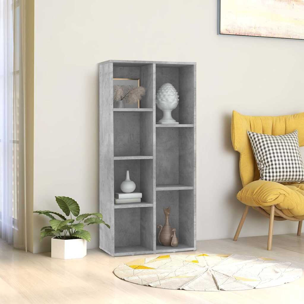 vidaXL Шкаф библиотека бетонно сив 50x25x106 см инженерно дърво
