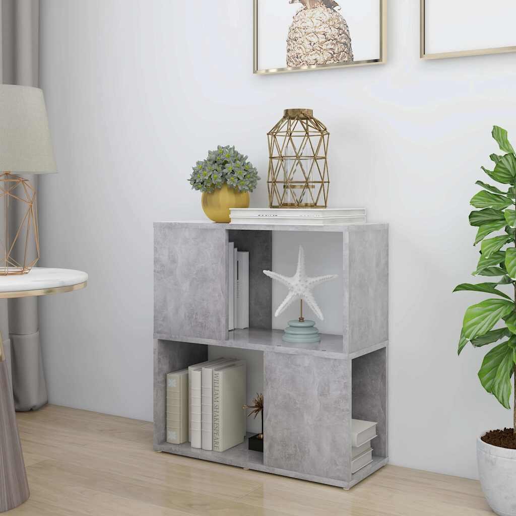 vidaXL Шкаф библиотека бетонно сив 60x24x63 см инженерно дърво