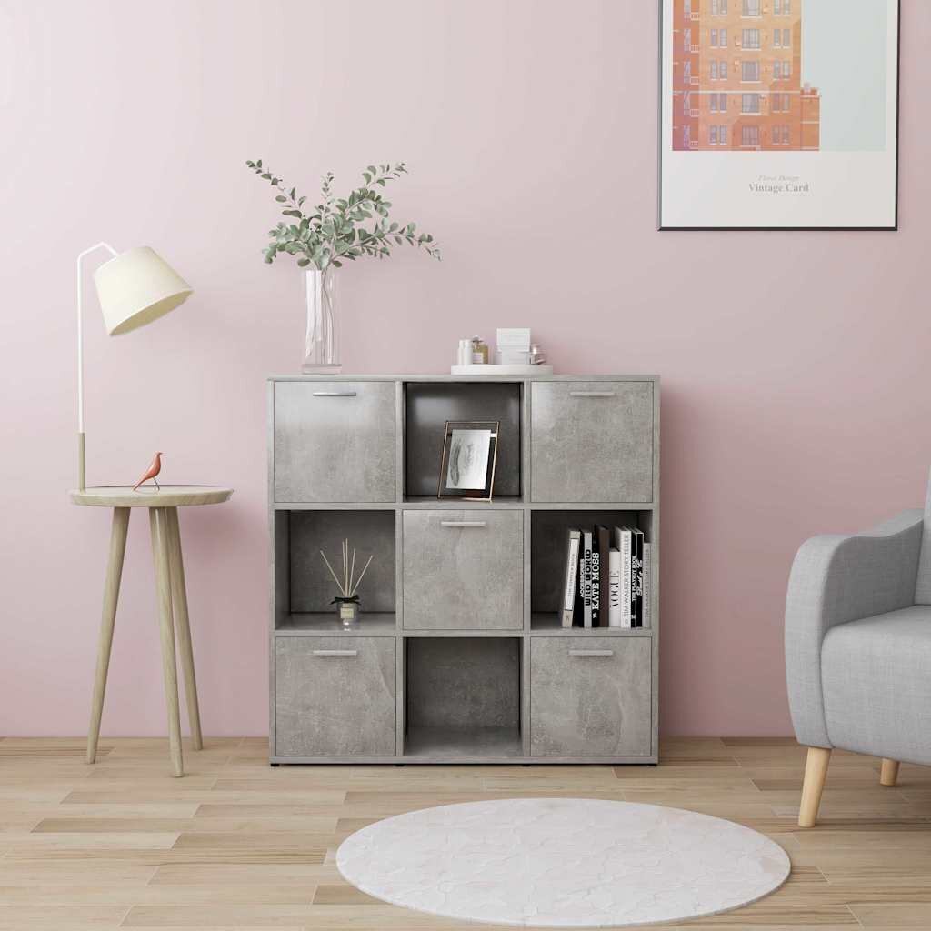 vidaXL Шкаф библиотека бетонно сив 90x30x90 см инженерно дърво