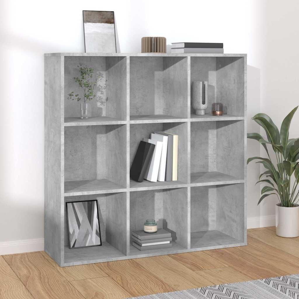 vidaXL Шкаф библиотека бетонно сива 98x30x98 см ПДЧ