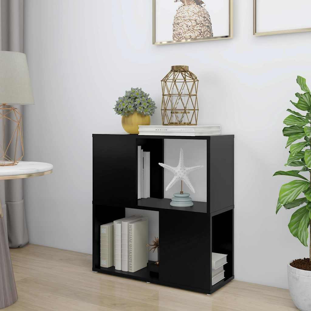 vidaXL Шкаф библиотека черен 60x24x63 см инженерно дърво